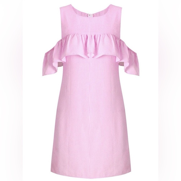 Pink Ruffled Cold Shoulder Mini Dress - Picture 2 of 7